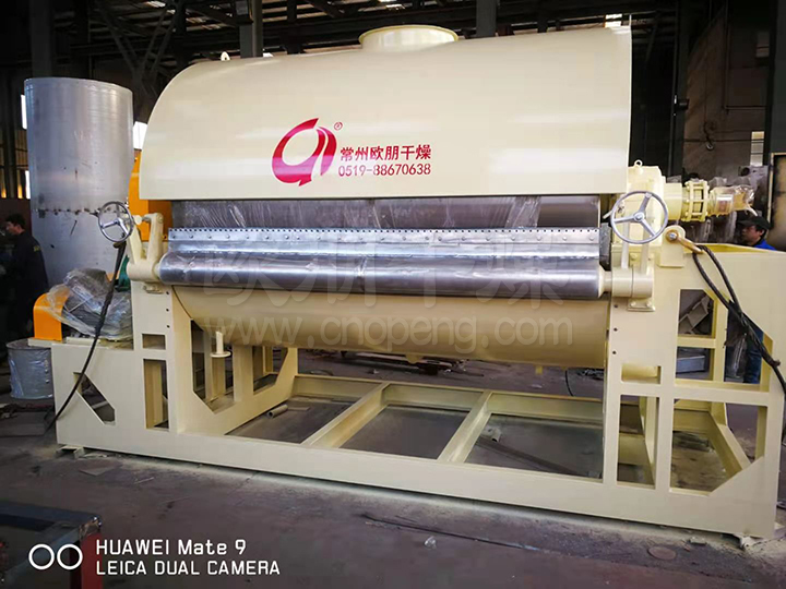 山东客户订购的常州欧朋干燥滚筒切片机验货现场